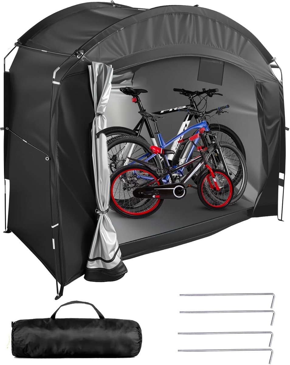 waterdicht, draagbaar, camping, bijzettent, fiets, garage, apparaattent, outdoor, fietshoes, tuintent voor fietsen, motorfietsen, tuingereedschap, grasmaaier, zwart