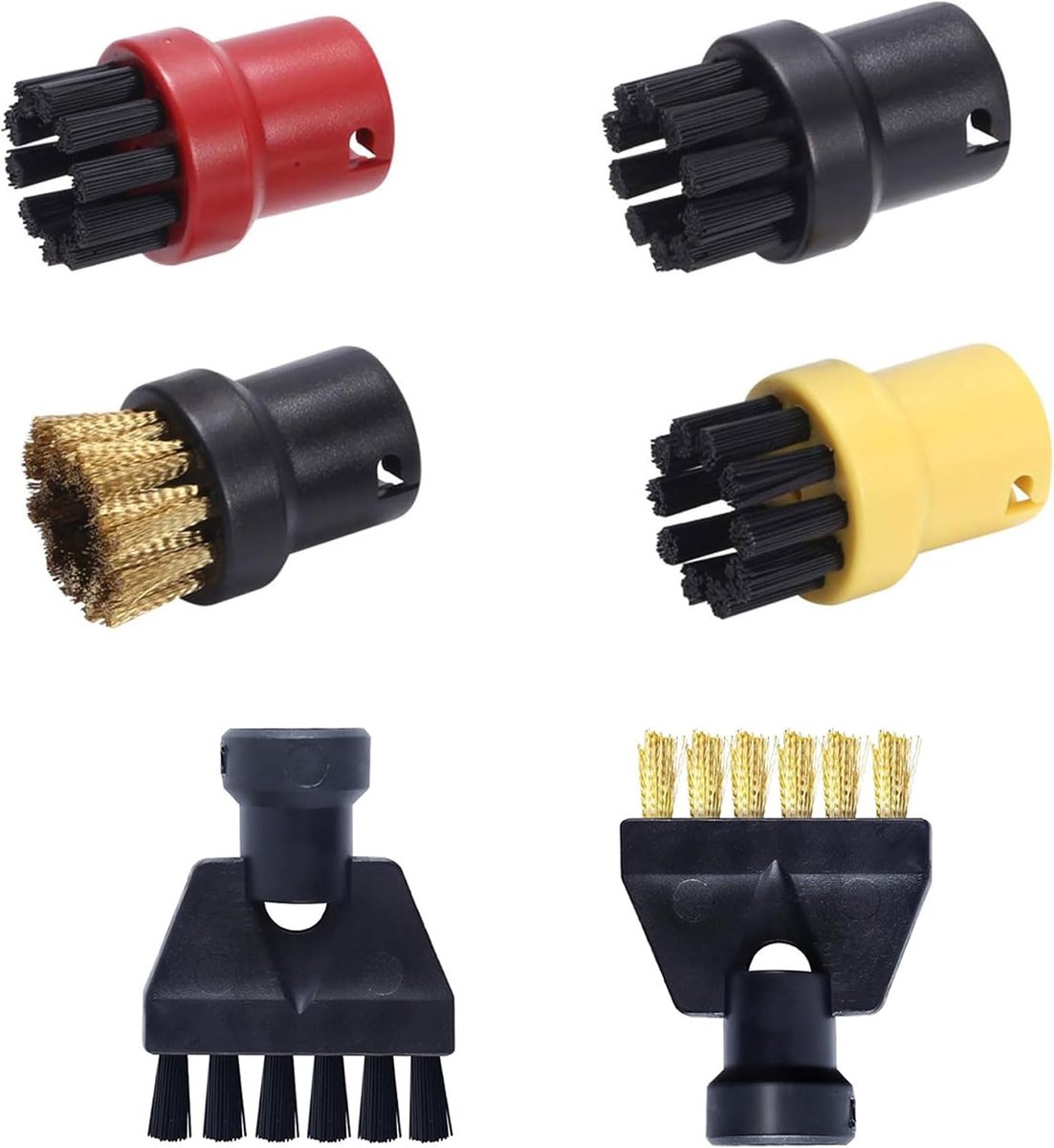 6 stuks ronde borstelset, ronde borstel, reserveonderdelen, stoomreiniger, accessoires voor Kärcher, compatibel met Kärcher SC1, SC2, CTK10, SC3, SC4, SC5, SC7