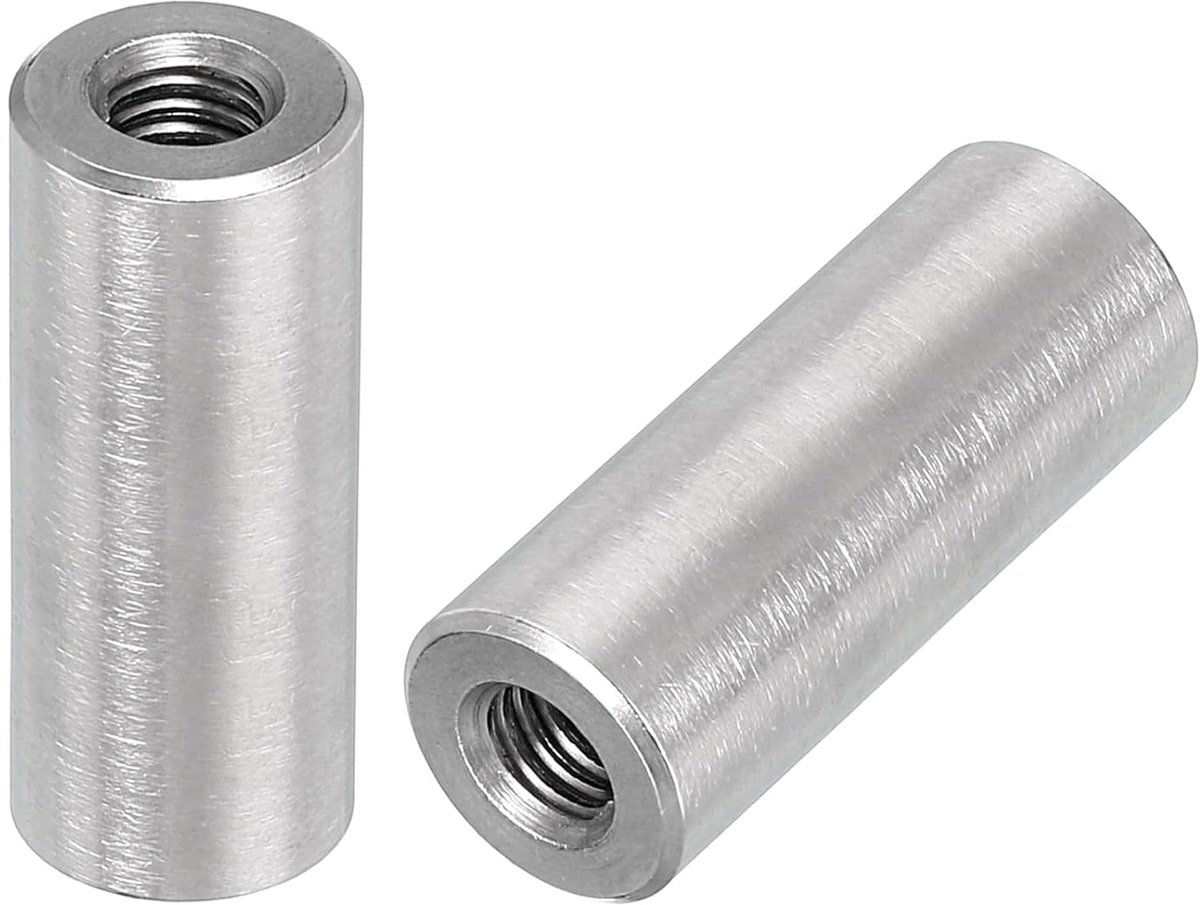 10 stuks M5 ronde stekkermoeren 304 roestvrij staal moer 25 mm lengte huls stang stang moer voor houder M5 x 25 x 10 mm