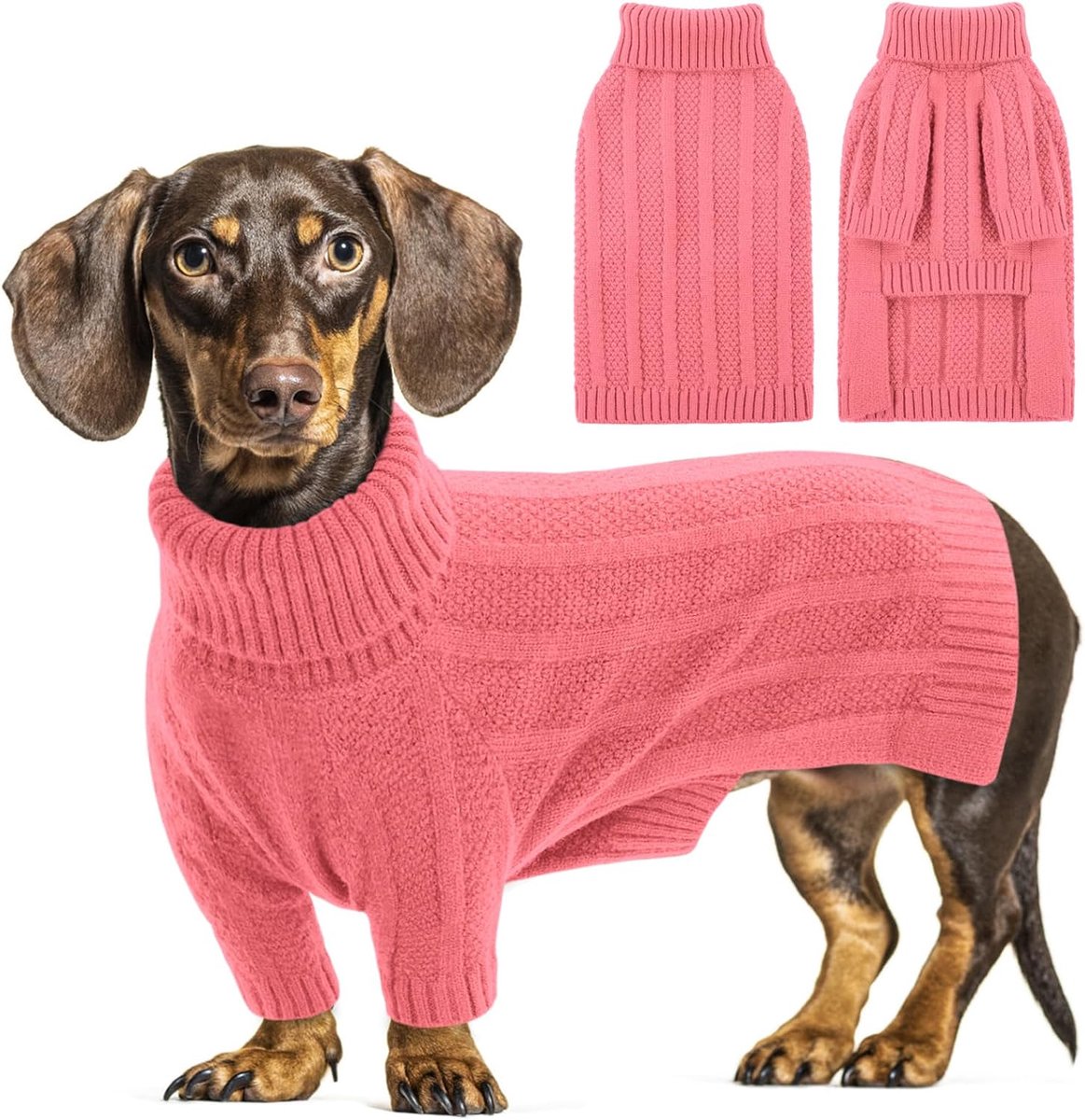 Truien VK, Kleine Gebreide Coltrui Puppytrui voor Jongens Meisjes Yorkshire, Poedel, Cockapoo (Roze, S)
