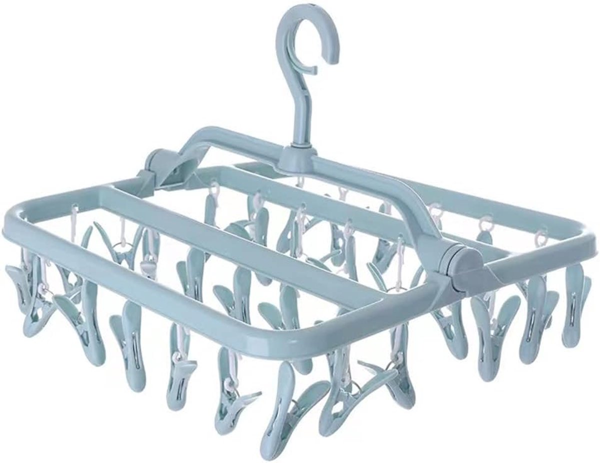 Wasknijpers van kunststof, droogrek kledinghanger, voor sokken, ondergoed, beha's, babykleding, (blauw)