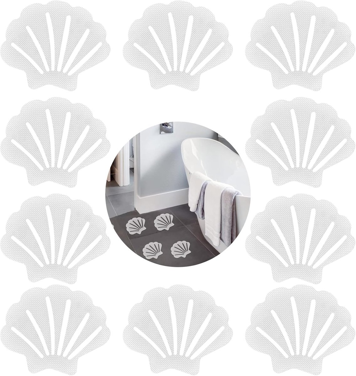 20 stuks antislipstickers voor in de badkuip, mat, shell-vorm, antislip pads, voor douche, transparant, zelfklevende anti-slip stickers, voor trappen, antislip oppervlakken