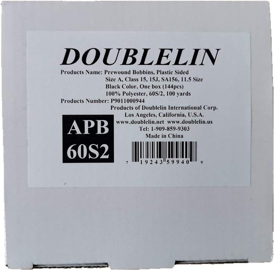APB-60S2 Voorgewonden spoeltjes, Size A, zwart, 144 stuks - Size A/Class15/SA156 kunststof zijkanten, 60S/2 #90/50WT zwart voor borduurwerk; compatibel met Brother, Babylock, Janome — afbeelding 2