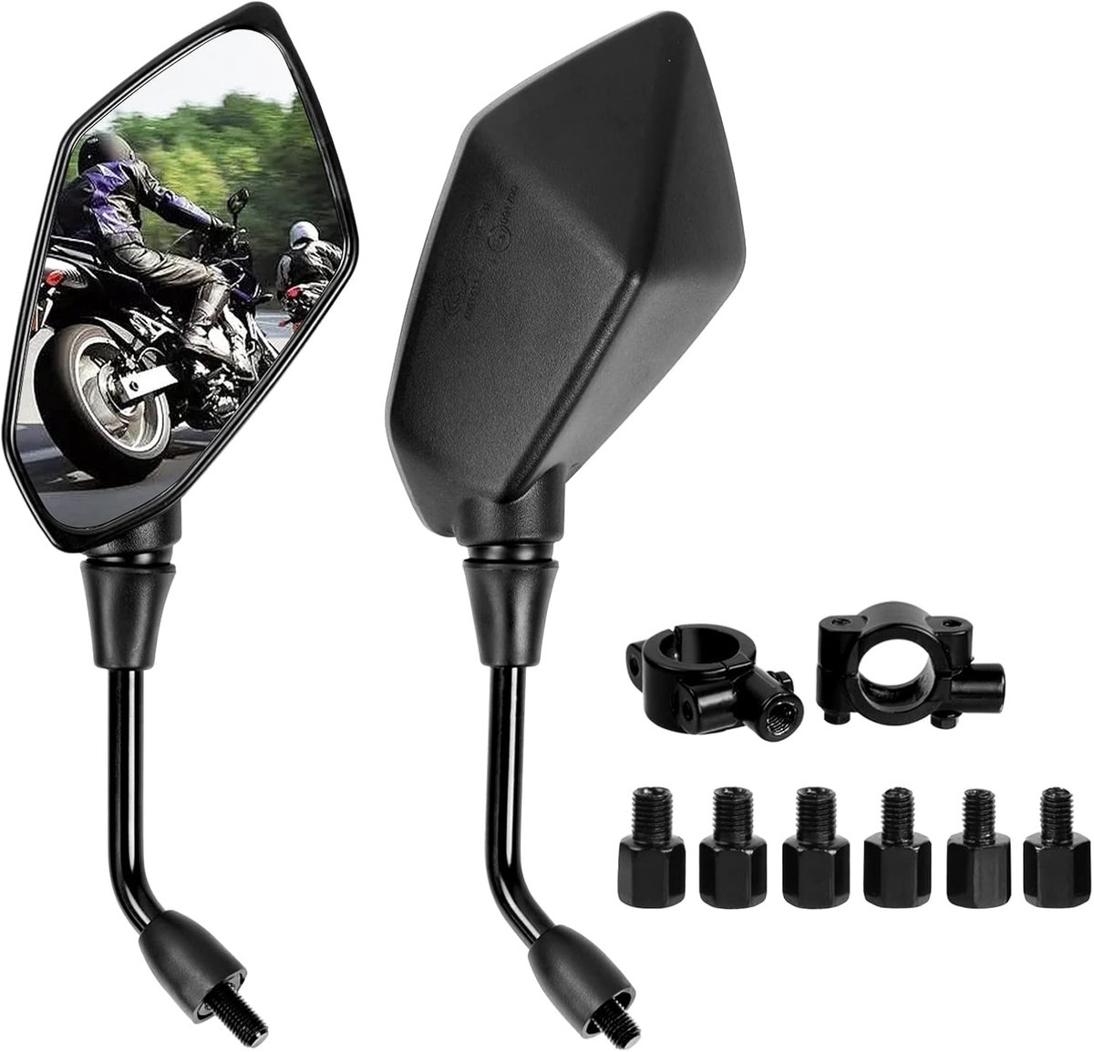 achteruitkijkspiegel voor motorfiets,Stuurspiegels Motorfiets Met 8Mm 10Mm Schroeven,Montagevoet 7/8",Voor Motorfietsen,Scooters