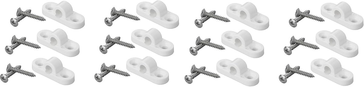 3-12 kunststof voortentogen, wandogen, verticaal of horizontaal voor caravans, campers, tent-oog, camping, wit, inclusief schroeven, 12 stuks, horizontaal