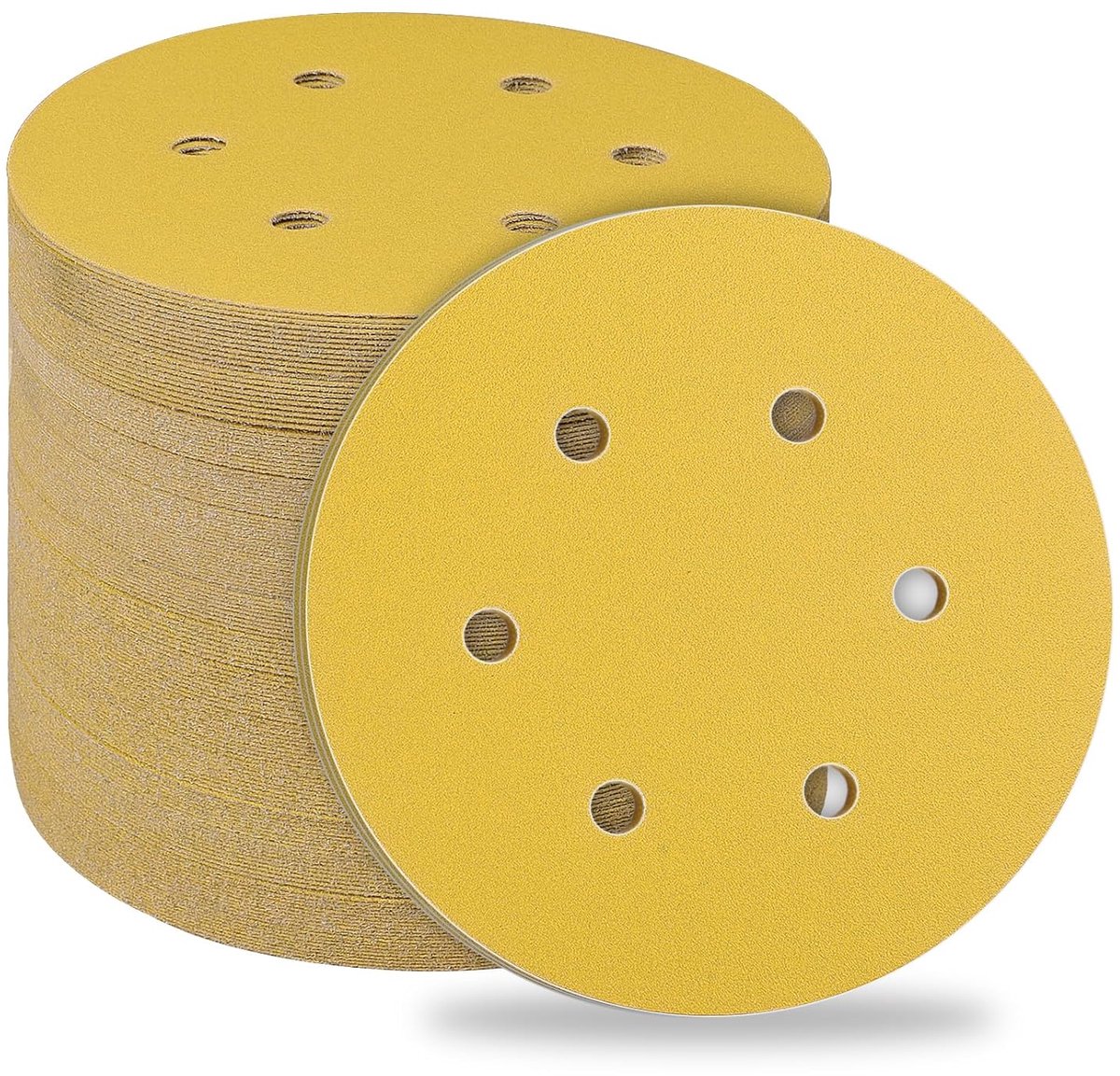 50 stuks schuurpapier 150 mm klittenband, schuurschijven 6 gaten 180 korrelgrootte excentrisch rond Random Orbital Schuurmachine Schuren Giraffe