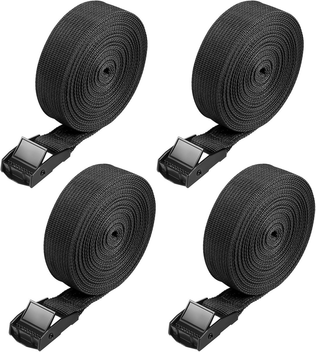 Spanbanden, Palriemen, Stevige Sjorbanden met Nokgesp, Roestvrije Bevestigingsbanden voor Motorfietsen, Fietsen, Bagage, Pakketten (500x 2,5 cm), Zwart