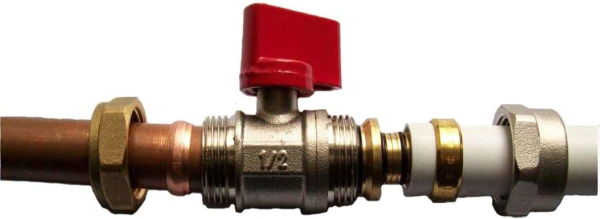 Reducer 15mm/16mm Pex-al-pex Kogelkraan Messing Compressie Fittings Rood