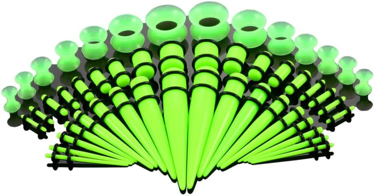 50 stuks oorstretching kit - oorstretchers taps toelopende meter 1,6 mm-10 mm + siliconen tunnels 3 mm-12 mm