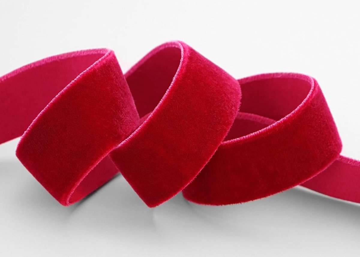 3 m x 22 mm elastische fluwelen band rood donkerrood (340) velours extreem rekbaar eenzijdig fluweel 20% elastaan om te naaien