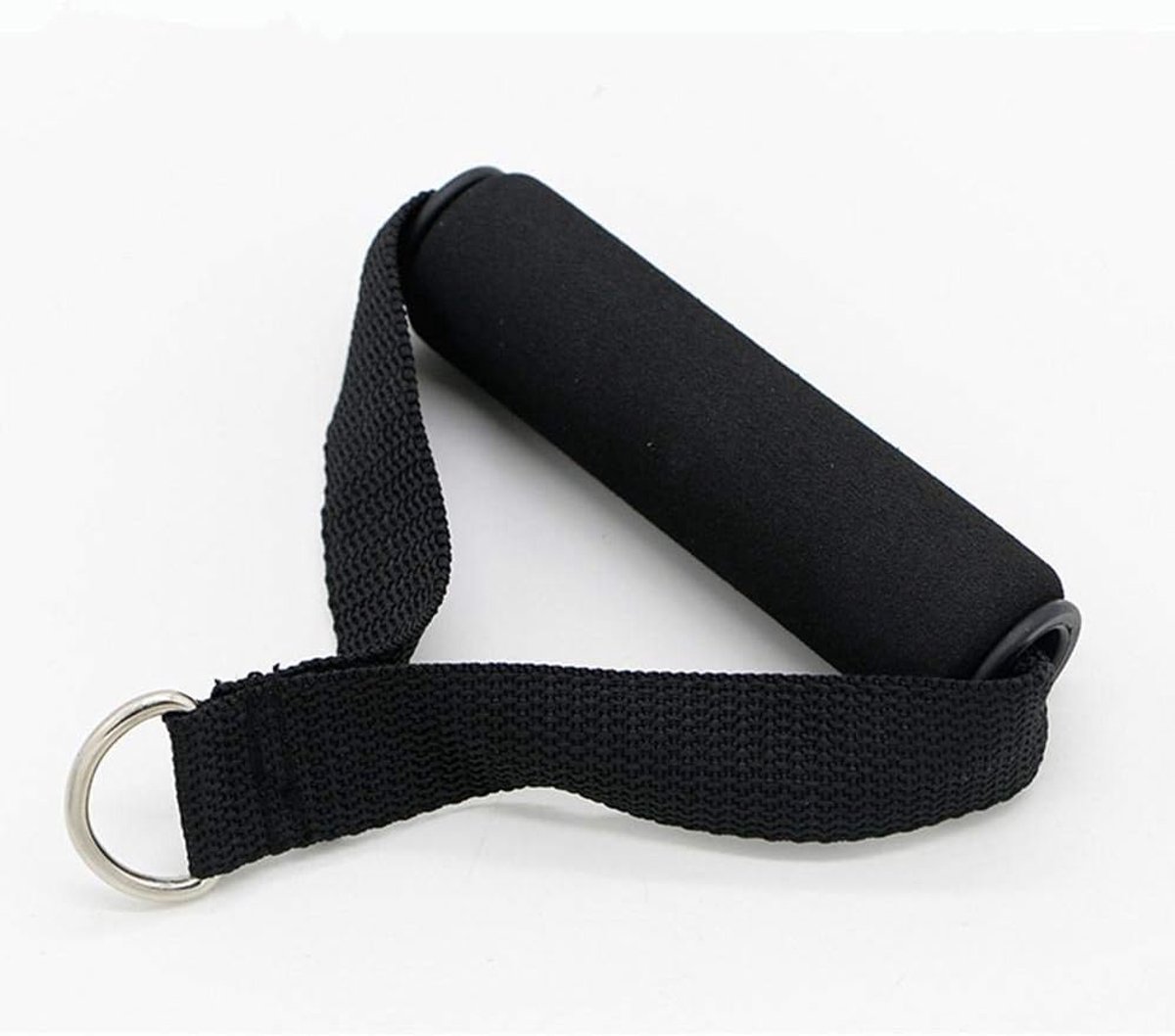 trekkoord kabelstang elastisch touw schuim handvat fitnessapparatuur, Zwart