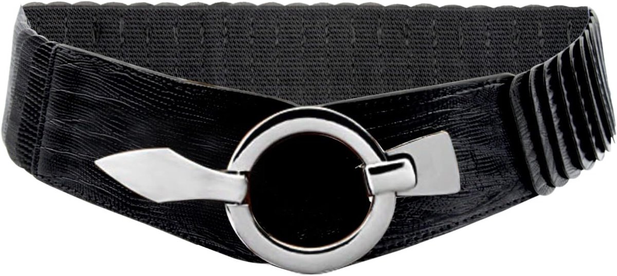Elastische tailleriem voor dames, 6 cm brede heupriem met zilveren ring