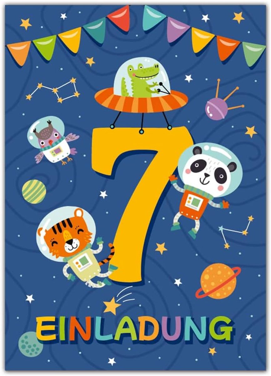 Uitnodigingskaarten 12 stuks - 7e verjaardag - ruimte thema - voor astronautenfeest - SnelShoppen