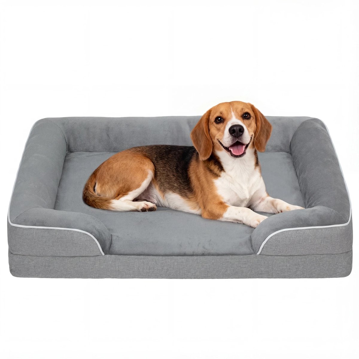Archi Orthopedisch Hondenbed – Dierenmand - Memory Foam met Verkoelende Gel – Wasbare Hoes – Antislip – Grijs – 91,5 × 68,5 × 16,5 cm