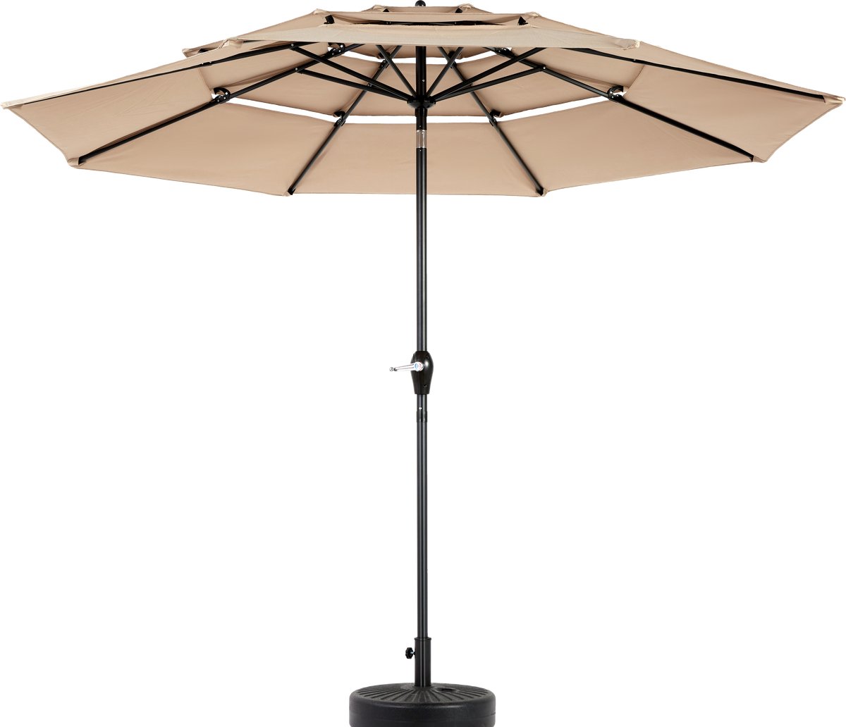 Tuinparasol - Terrasparasol -10ft - 3-laags -Grote parasol - Auto-tilt parasol Windbestendig - Waterdicht - Zwengel - Tuin - 300 cm - 1 stuk - Khaki-voet niet inbegrepen