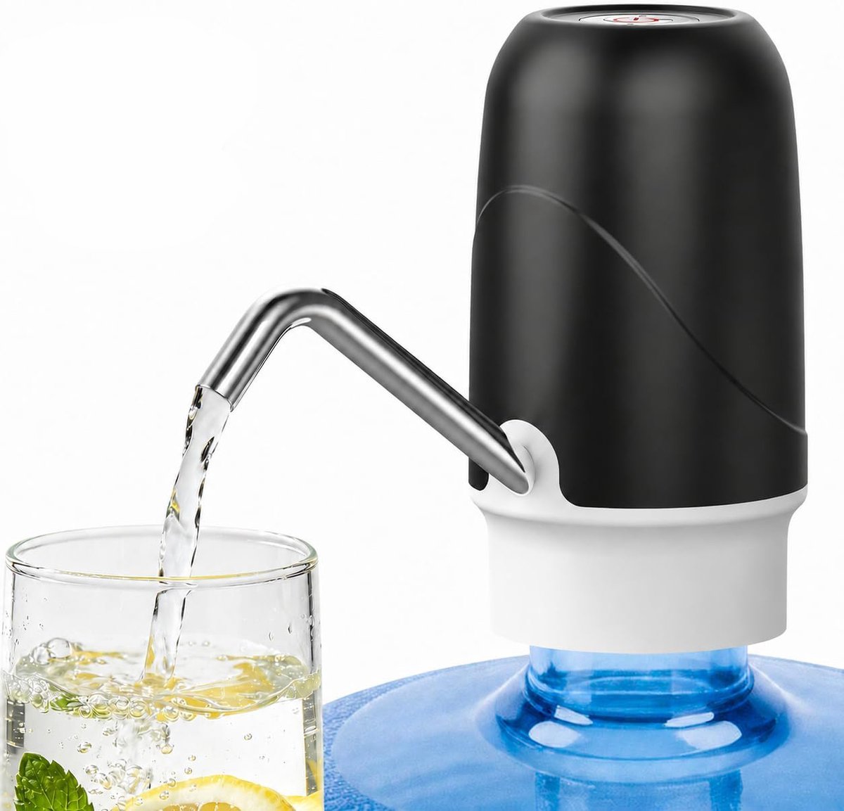 KZQ Draagbare Waterpomp voor 19 Liter Flessen, USB Oplaadbare Elektrische Waterdispenser Pomp met Siliconen Adapter, Geschikt voor 8-19 Liter Waterflessen, voor Thuis Kantoor en Kamperen