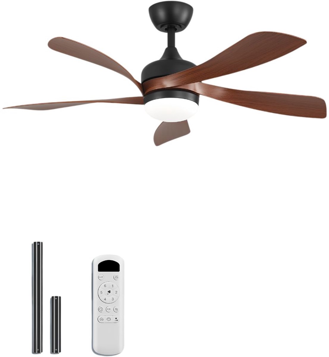 LNMsolutions® Ventilator Plafond - Ventilator - Ventilator Staand Afstandsbediening - Zwart/Bruin - 114cm x 114cm x 49cm