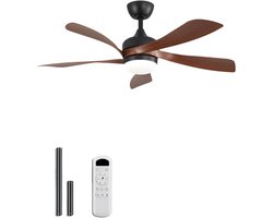 LNMsolutions® Ventilator Plafond - Ventilator - Ventilator Staand Afstandsbediening - Zwart/Bruin - 114cm x 114cm x 49cm