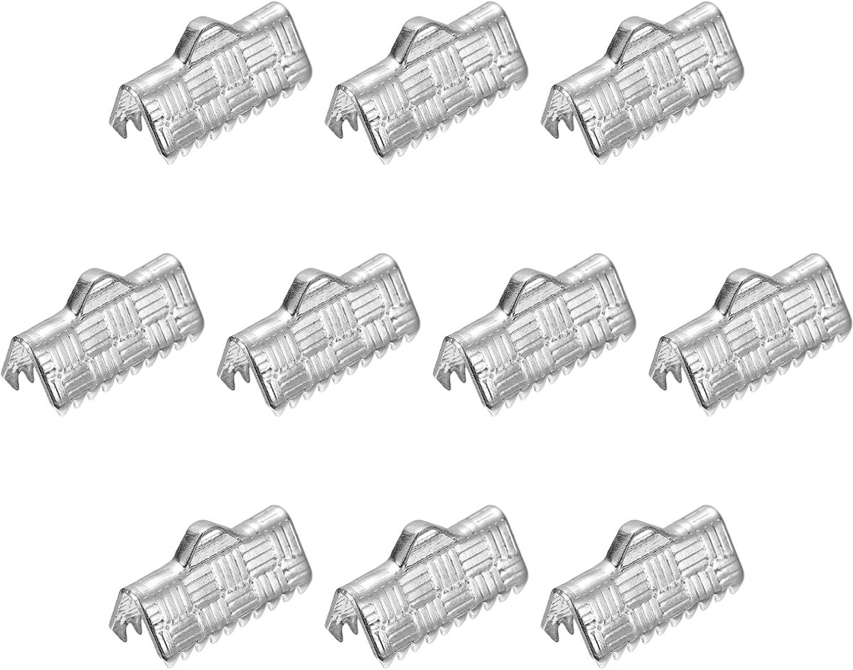 sourcing map 100 stuks kleurlint einde krimpklemmen 13 mm strepen textuur klem koord einden klemmen voor knutselarmband productie zilver wit
