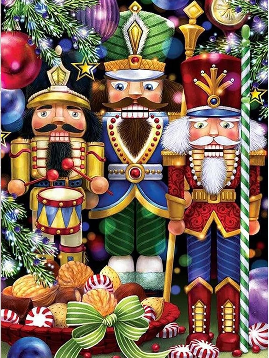 Herfst Diamant Schilderij Kits voor Volwassenen, DIY Volledige Boorgatjes 5D Diamant Kunst The-Nutcracker Diamant Schilderij Kerstmis Halloween Vakantie Perfect voor Ontspanning en Huis Muur