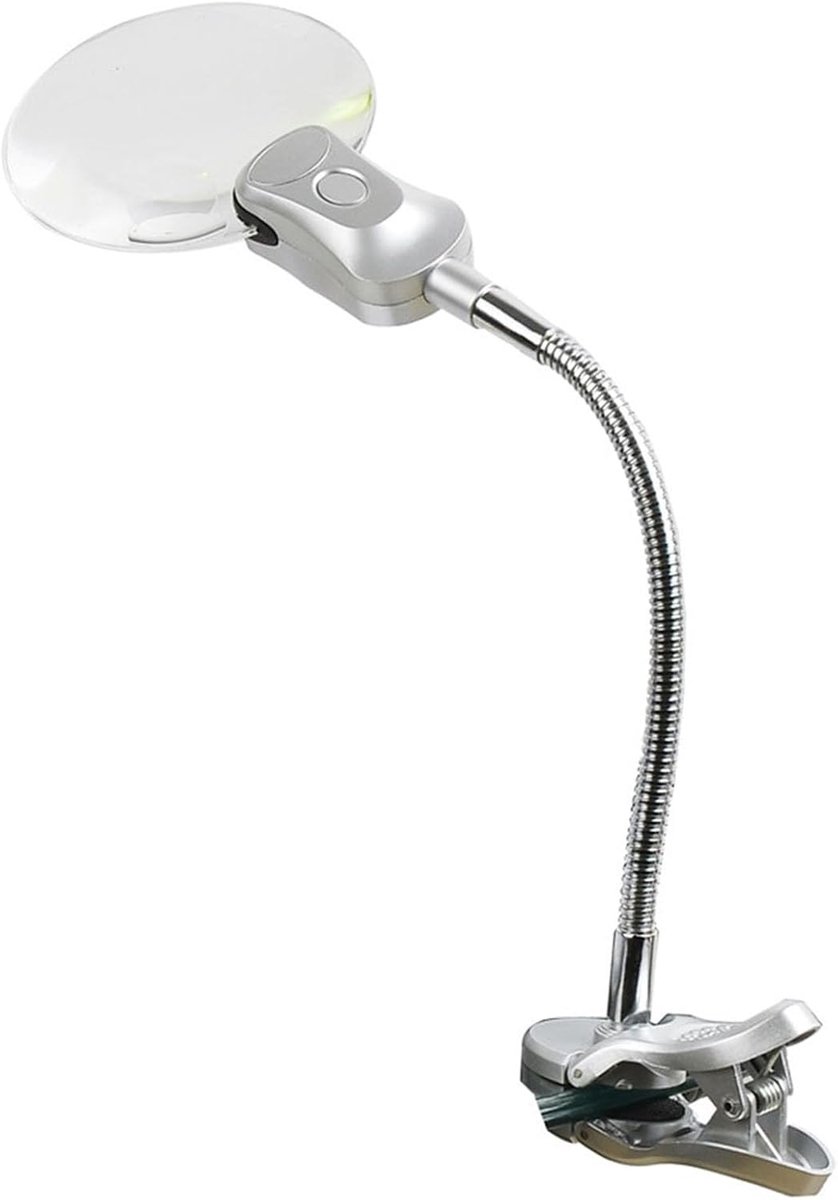 Vergrootglas met klem, bureaulamp om vast te klikken, led-lamp, reparatiegereedschap, flexibele metalen slang, voor ouderen, leesvergrootglas, borduren