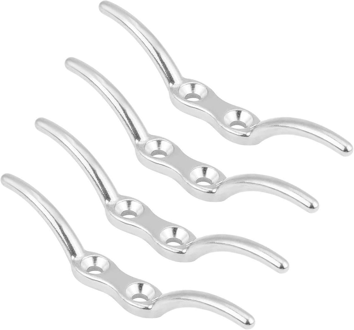 schoenplaatje, 4 stuks schoenplaatjes, vlaggenmast halyard touw schoenplaatjes haak, schoenplaten voor jaloezieën, blinde koordhaak, roestvrij staal, gepolijst, anticorrosief zeewater, voor