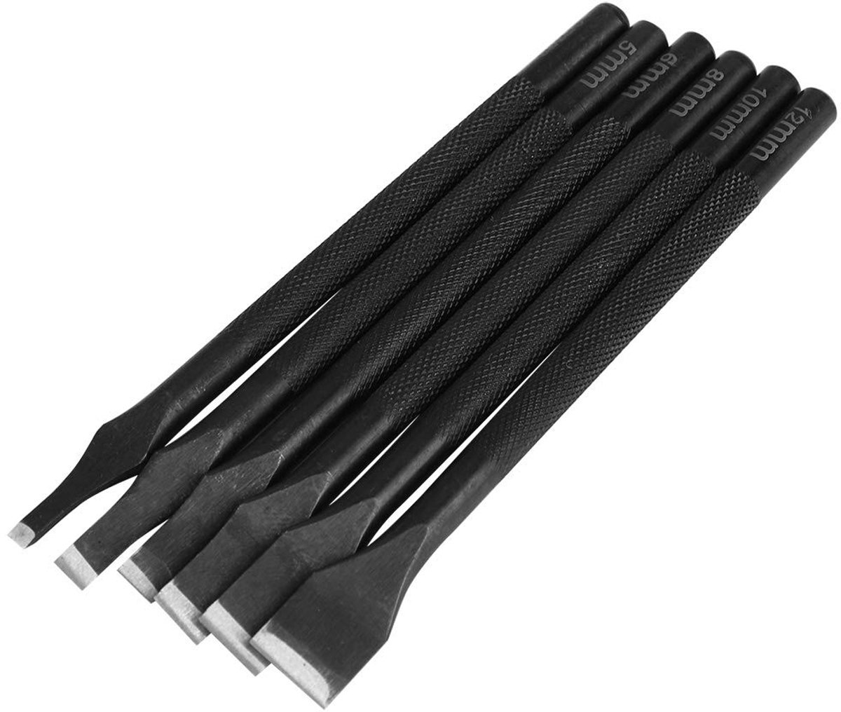 Leren Punch Set, 6 stuks handgereedschap met 3 mm / 5 mm / 6 mm / 8 mm / 10 mm / 12 mm rechte gaten for leerbewerking