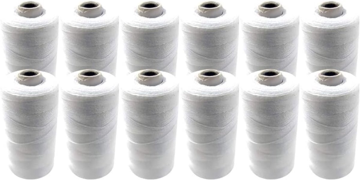 Naaigaren, garenspoelen, 100% polyester, naaimachine, om te binden, voor borduren, robuust garen, 500 m, wit