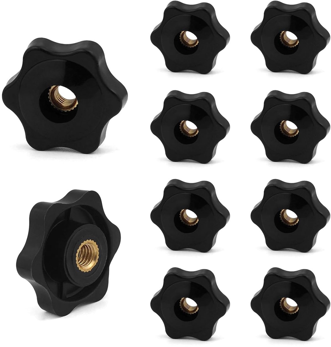 10 stuks M6 x 32 mm zeshoekige kunststof kop sterschroef, stergreepschroef, schroefdraad vervangen ster hand, startschroef, mechanische vergrendelingsschroef