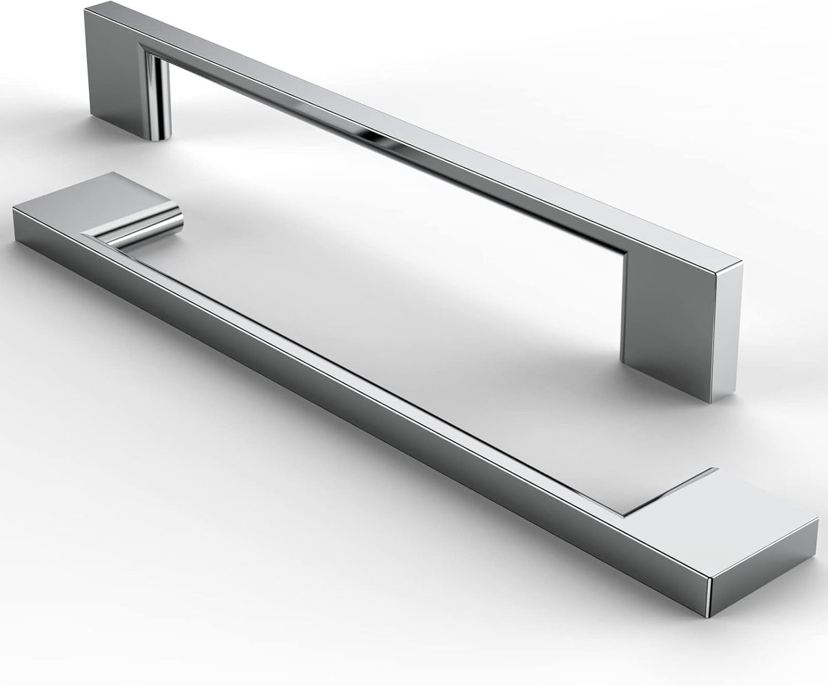 Deurgrepen kastgrepen van geborsteld roestvrij staal, keukengrepen, meubelgreep voor lade, kast, keuken, 160 mm gatafstand-chroom