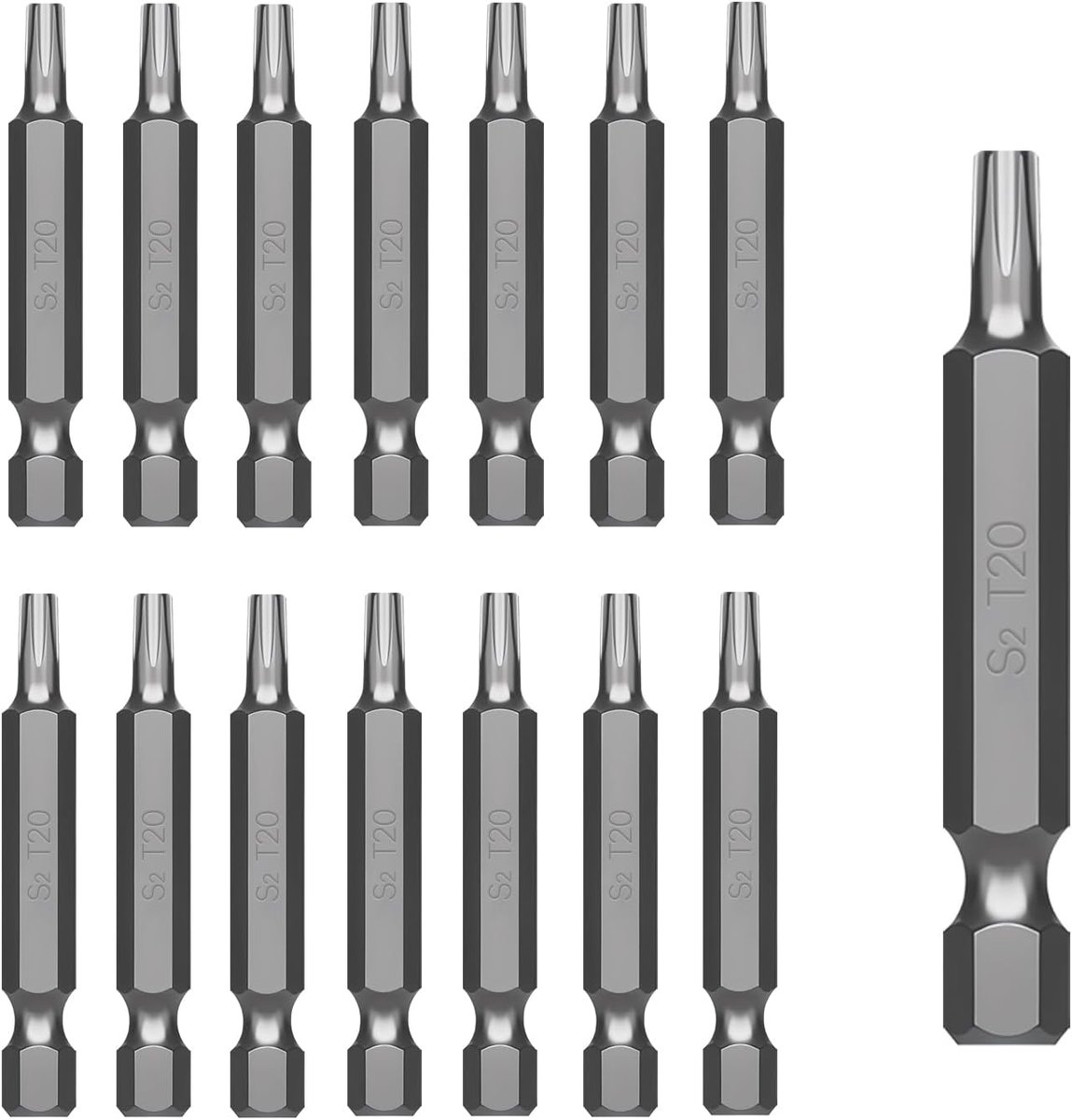 Torx bitset, 15 stuks S2 staal, 50 mm lengte, geschikt voor torx-schroeven