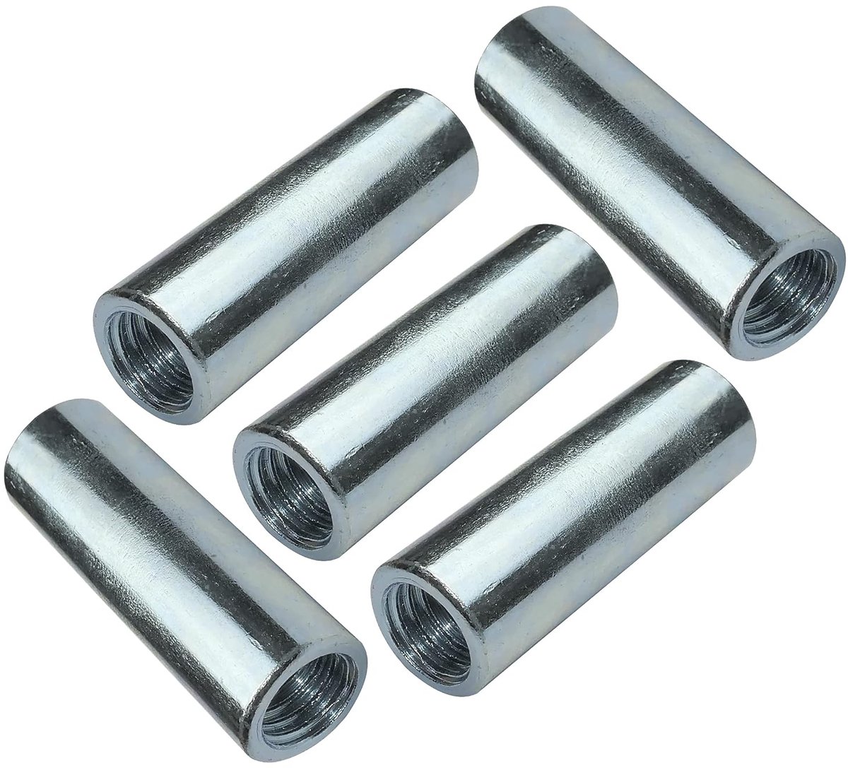 - C49634 - set van 5 - verbindingsmoeren - M10x40x13mm - schroefdraad - verbindingsmof ronde cilindrische verlenging - verzinkt staal