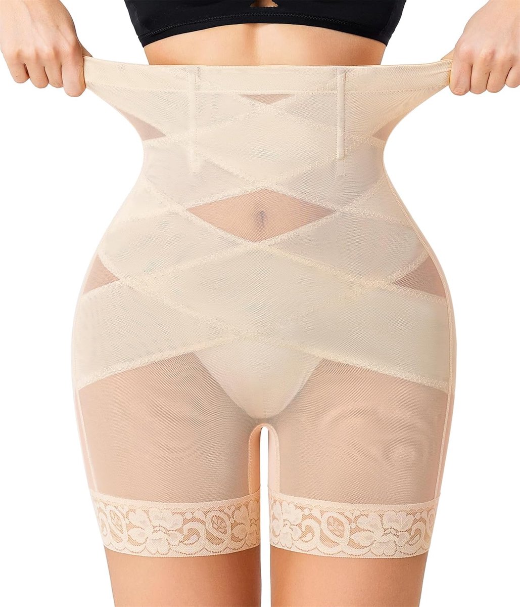 Shapewear Buikweg-onderbroek voor dames, hoge taille, korsetbroek met pijpen, figuurvormende korsetbroek, sterk vormende body shaper, ondergoed, buikcontrole, korte broek, leggings, shorts