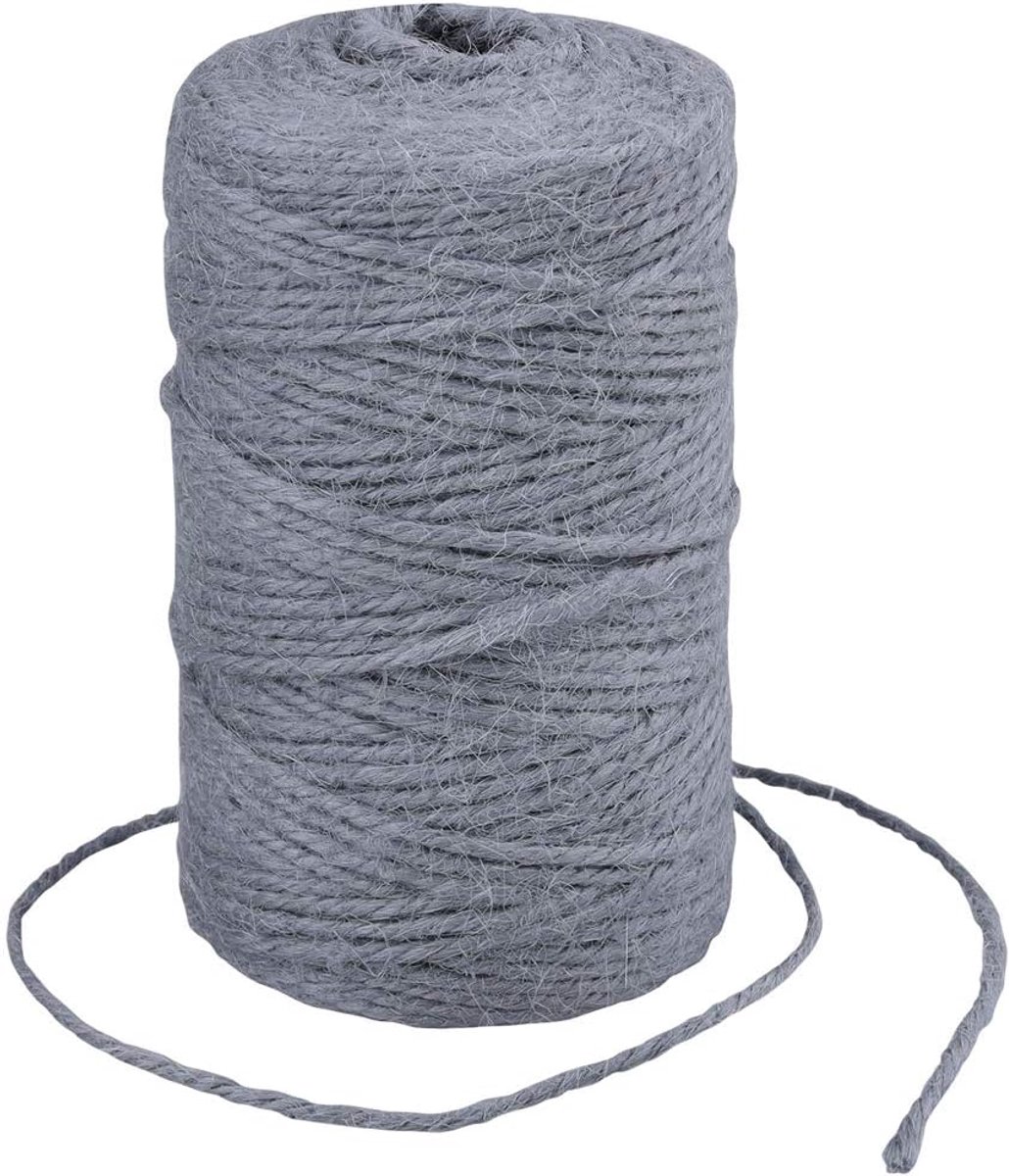 100M, grijze jutetouw, 2MM, jutesnoer voor tuin, 3-laags, knutseltouw voor knutselen, jutedecoratiekoord voor DIY kunstnijverheid, tuinwerk