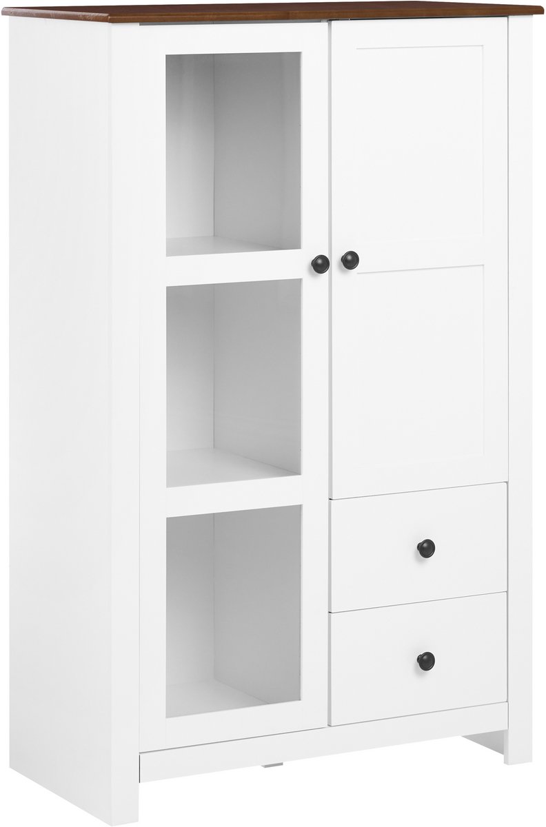 PIMBA - Glazen vitrinekast - Wit - 80 cm - MDF