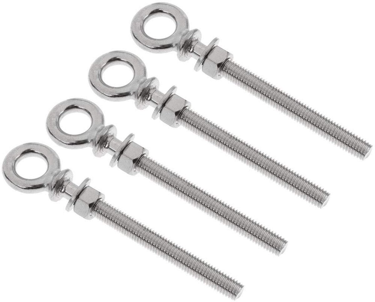 4 Stks M6-60mm Uitbreiding Oogbout Schroef Ring Lange schacht 316 Roestvrij Staal Gesloten, Las Coil Schroef Schroefdraad Rod Ring Yacht Boot Marine