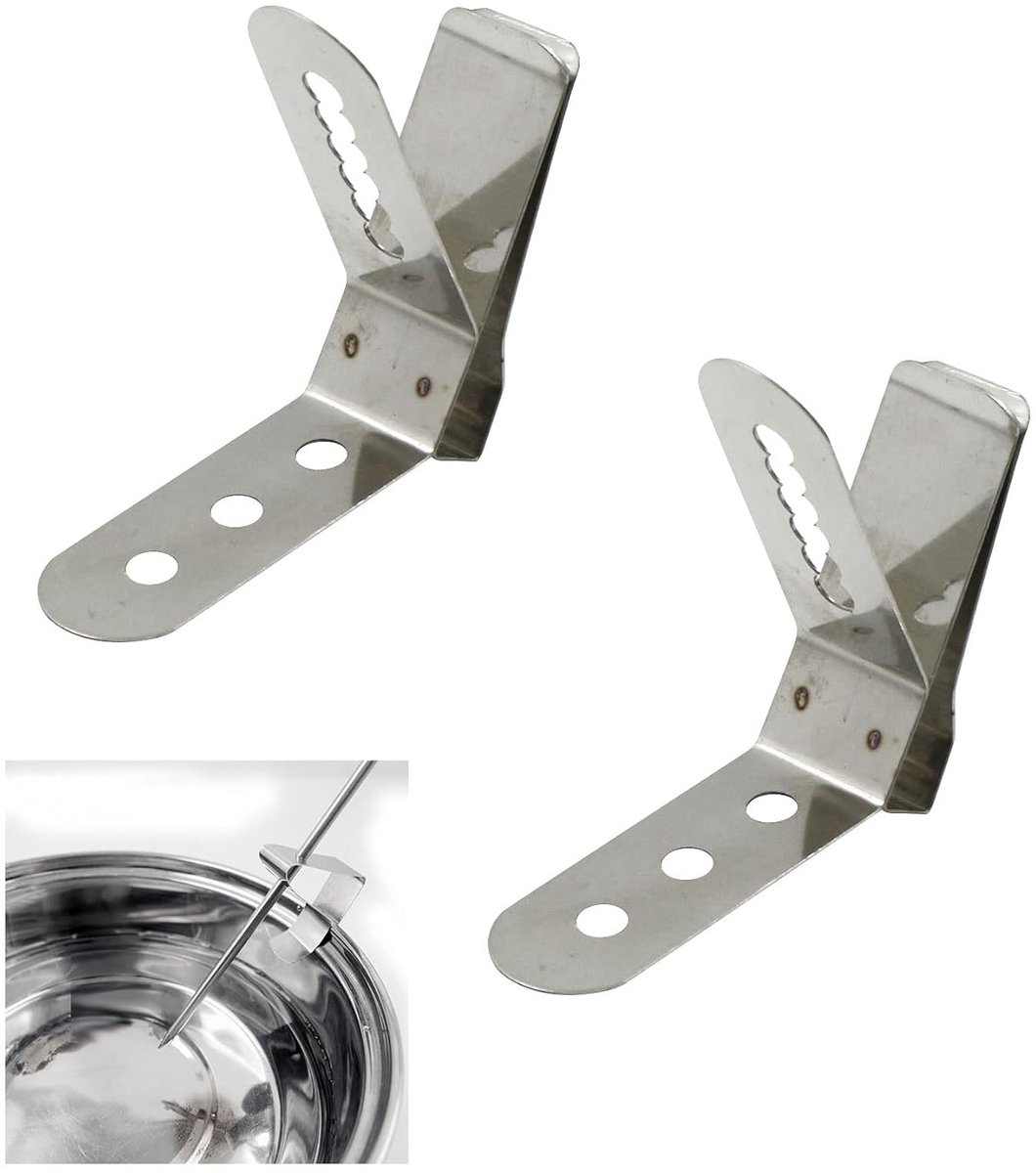 Thermometer clip braadthermometer klemmen temperatuursensor roestvrij staal universele houder temperatuursensor houder voor grill BBQ roker oven temperatuurmonitor, 2 stuks, zilver