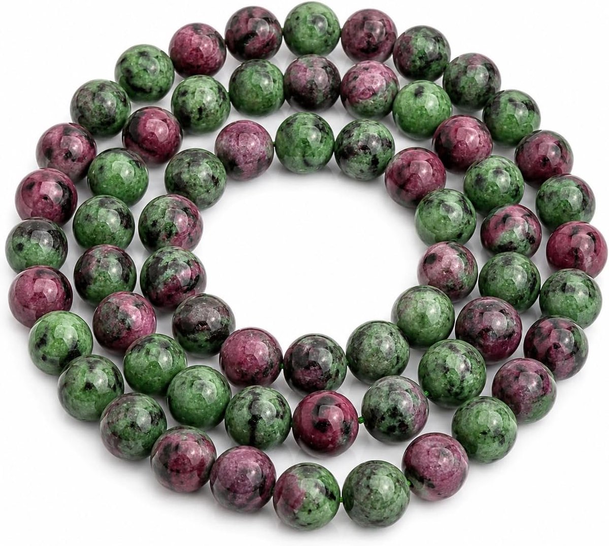 Kralen, robijn in zoisiet, 10/8/6/4 mm bol, halfedelstenen, edelstenen parel met gat om te rijgen, sierkralen, siersteen (6 mm, 18 stuks)