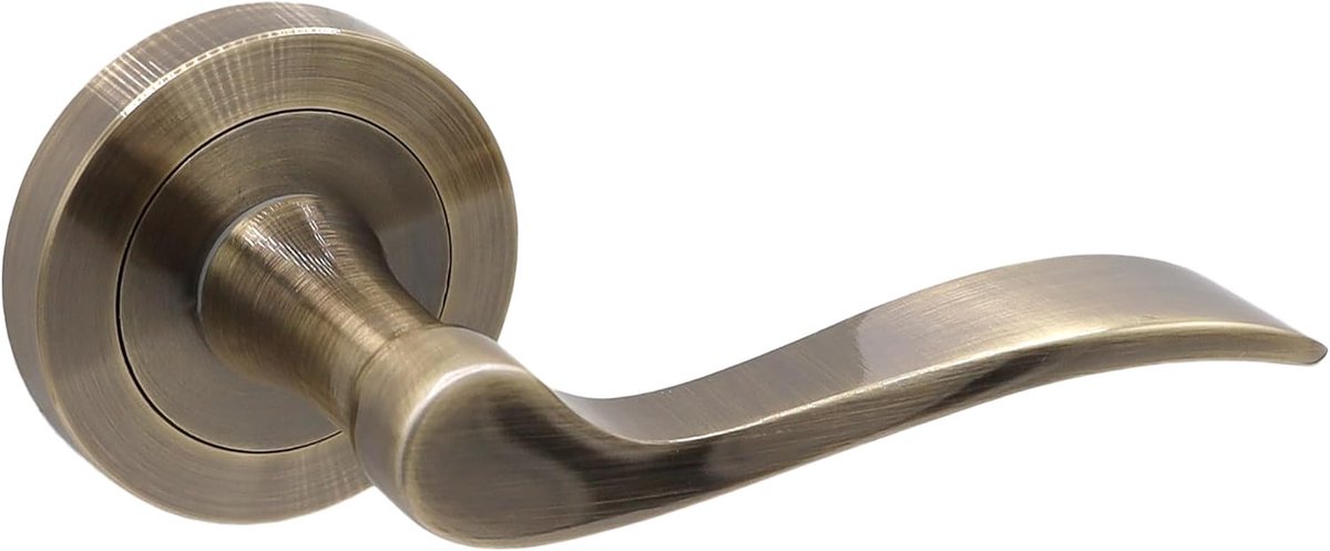 - 02032 - Greepset met rozet (50 mm) en aluminium handvat, lederlook, bruin, 120 x 50 x 51 mm