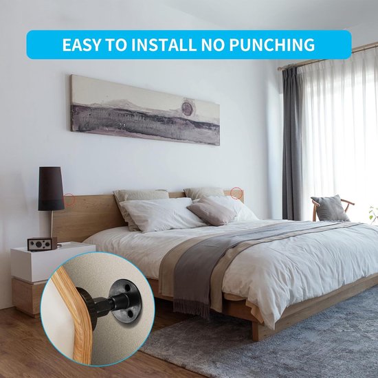 4 stuks verstelbaar bedframe, anti-shake-gereedschap, 62-80 mm, afstandhouder, muur, hoofdbord, stop, kamerwand, bedframe met schroefdraad, bedframe voor nachtkastje, schudgereedschap voor bed — afbeelding 4