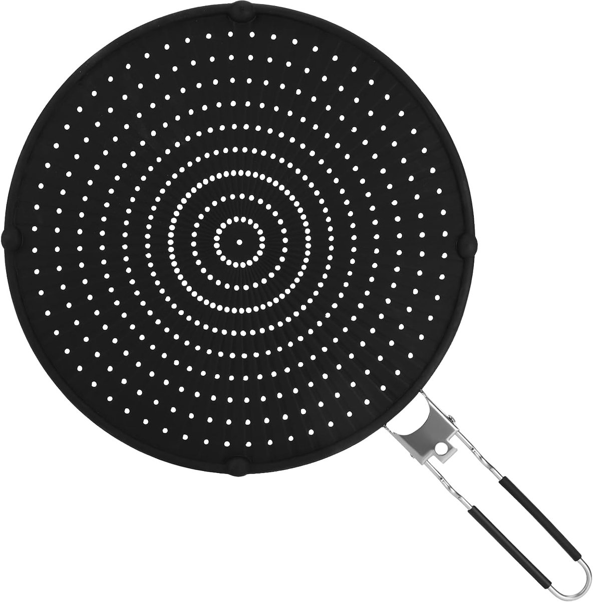 spatbescherming, 32 cm vetspatten voor pan, pannen spatbescherming | Met inklapbare handgreep, spatbescherming voor de huid tegen oliespatten, universele spatbescherming, zwart