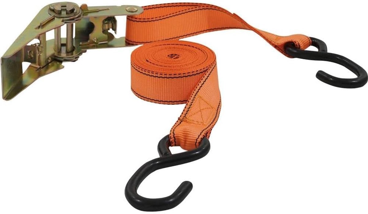 43192735 ratelspanband 2-delig, 5 m, 25 mm, S-haken, 350/700 daN, oranje