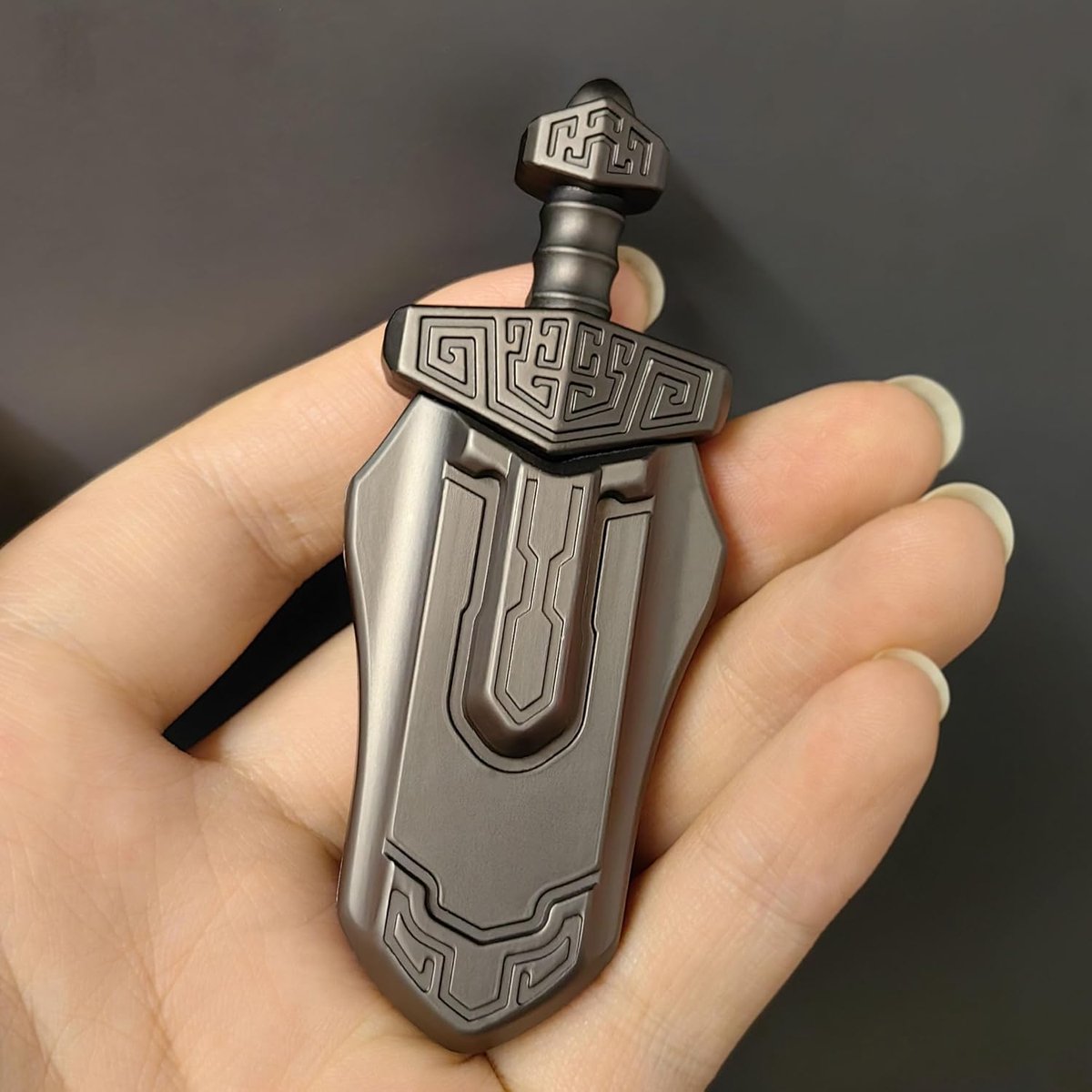 EDC Sword Decompression Fidget Slider - Stressverlichting voor volwassenen, magnetisch metalen bureauspeelgoed tegen angst (grijs)