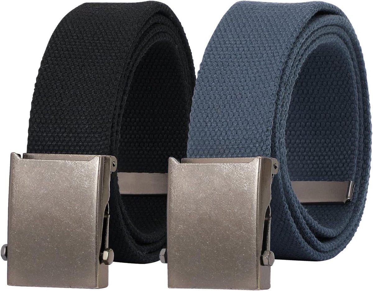 Canvas geweven riem voor heren, verstelbare stof, militaire riem met metalen gesp, 3,8 cm breed