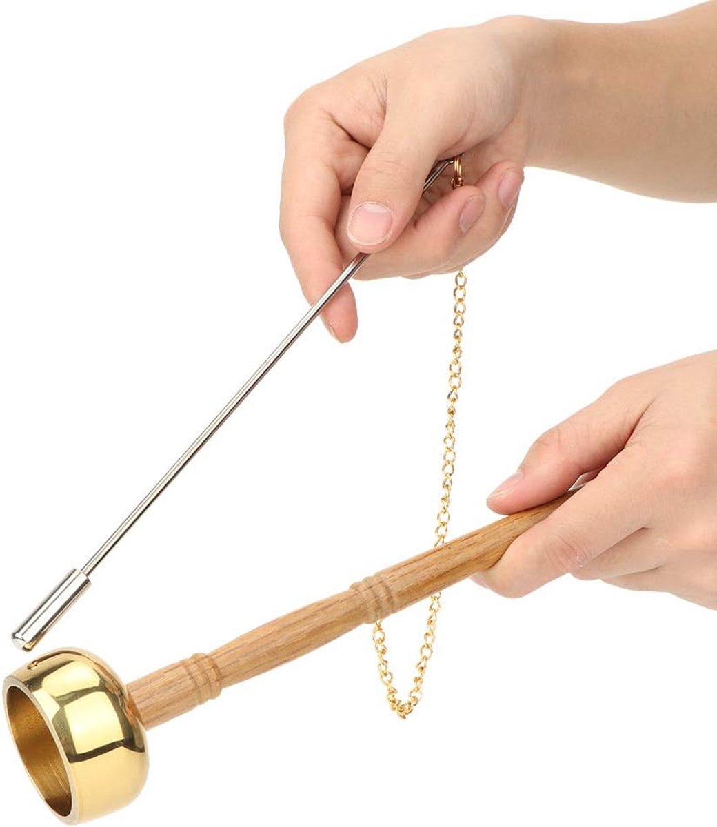Koperen Handbel Boeddhisme Houten Handvat Messing Handbel Boeddhisme Handbel, Zingende Schrift Implementeren Boeddhistische Benodigdheden