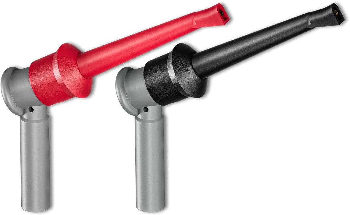 2 stuks geïsoleerde testhaken, clip met 4 mm bus, testhaak, clip, sondes, IC meetpunt, binnenveer, afgrijpklem voor 4 mm banaanstekker, multimeter, elektrische tests