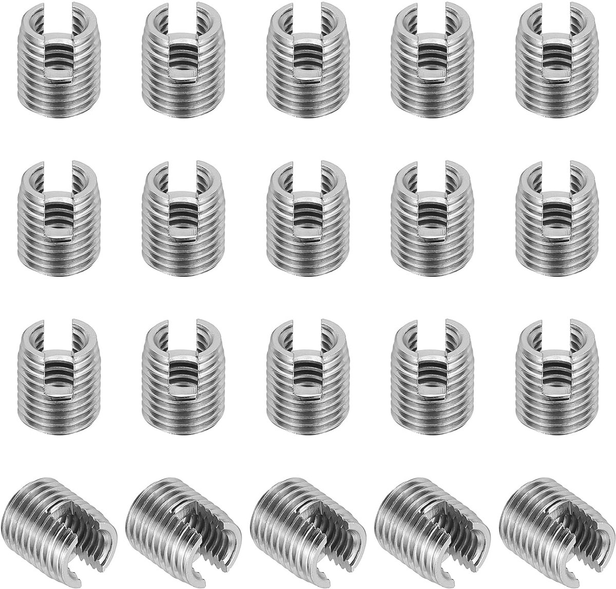 Zelftappende schroefdraadinzet, 20 stuks M6 x M9 x 10 mm, schroefdraadinzetstukken 303 roestvrij staal, schroefdraadadapter, verloopstuk, sleufschroef, reparatie-inzetstukken