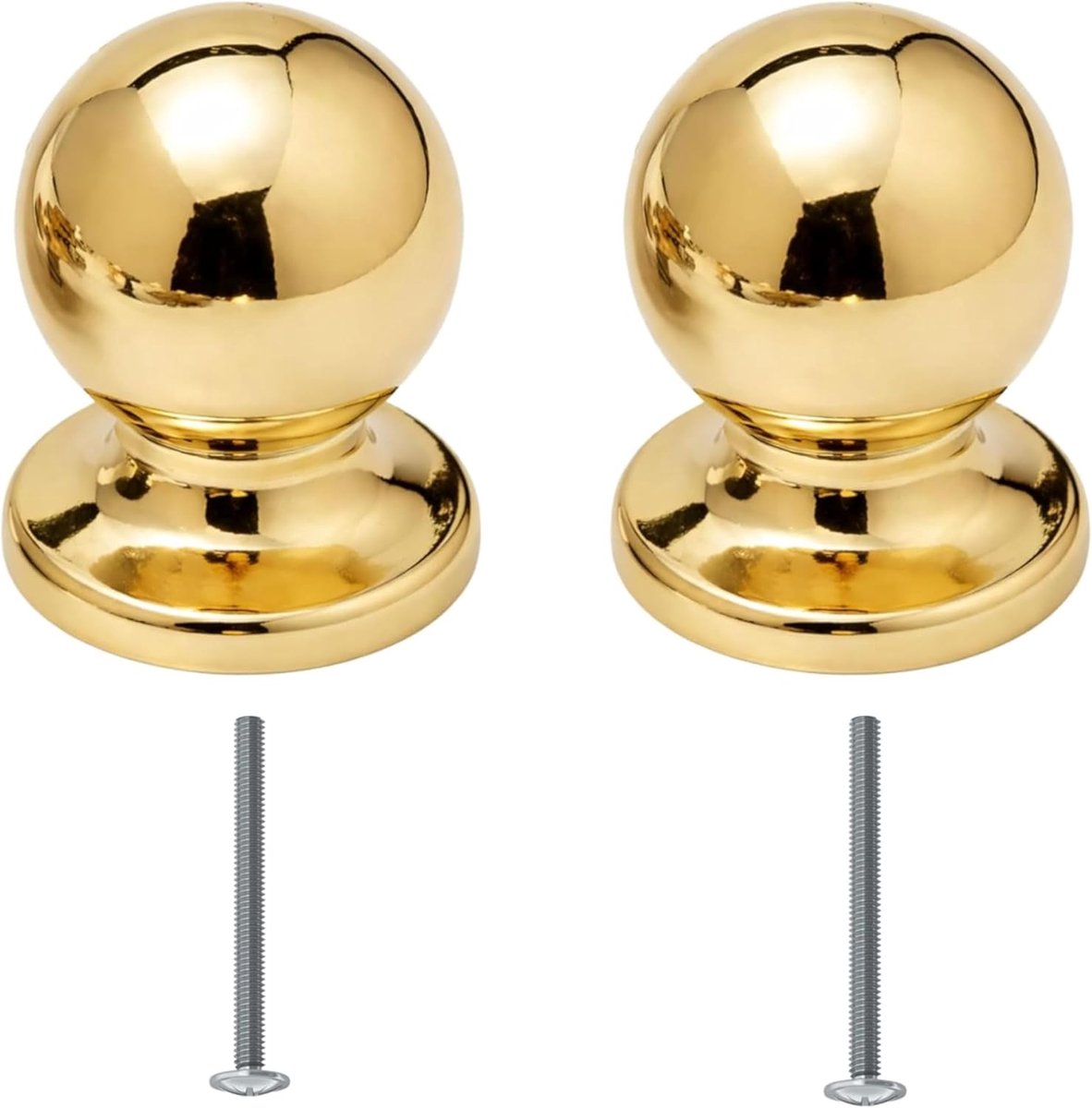 1 paar ronde knoppen voor meubels, deuren, kasten, laden, nachtkastjes, deuren - ronde knop voor meubels - grote knop van zamak, kleur messing glanzend