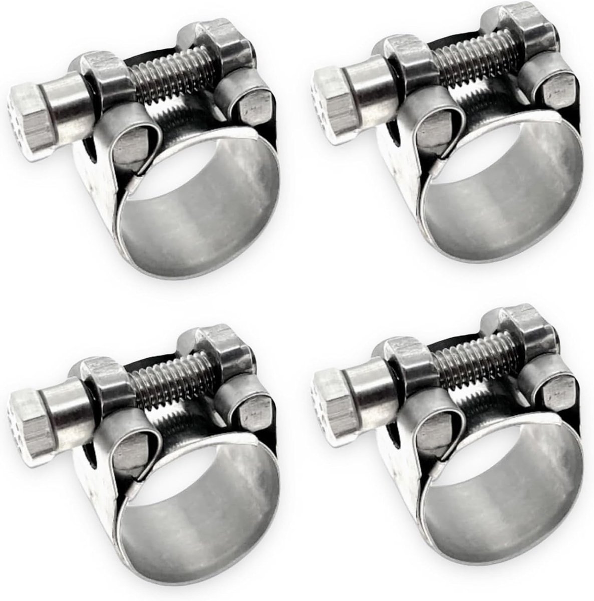 Heavy Duty slangklemmen, roestvrijstalen T-boutklem, instelbaar bereik 26-28 mm, massieve T-moeren en brede band voor 1 inch uitlaatklem (1-1 inch, 4 stuks)