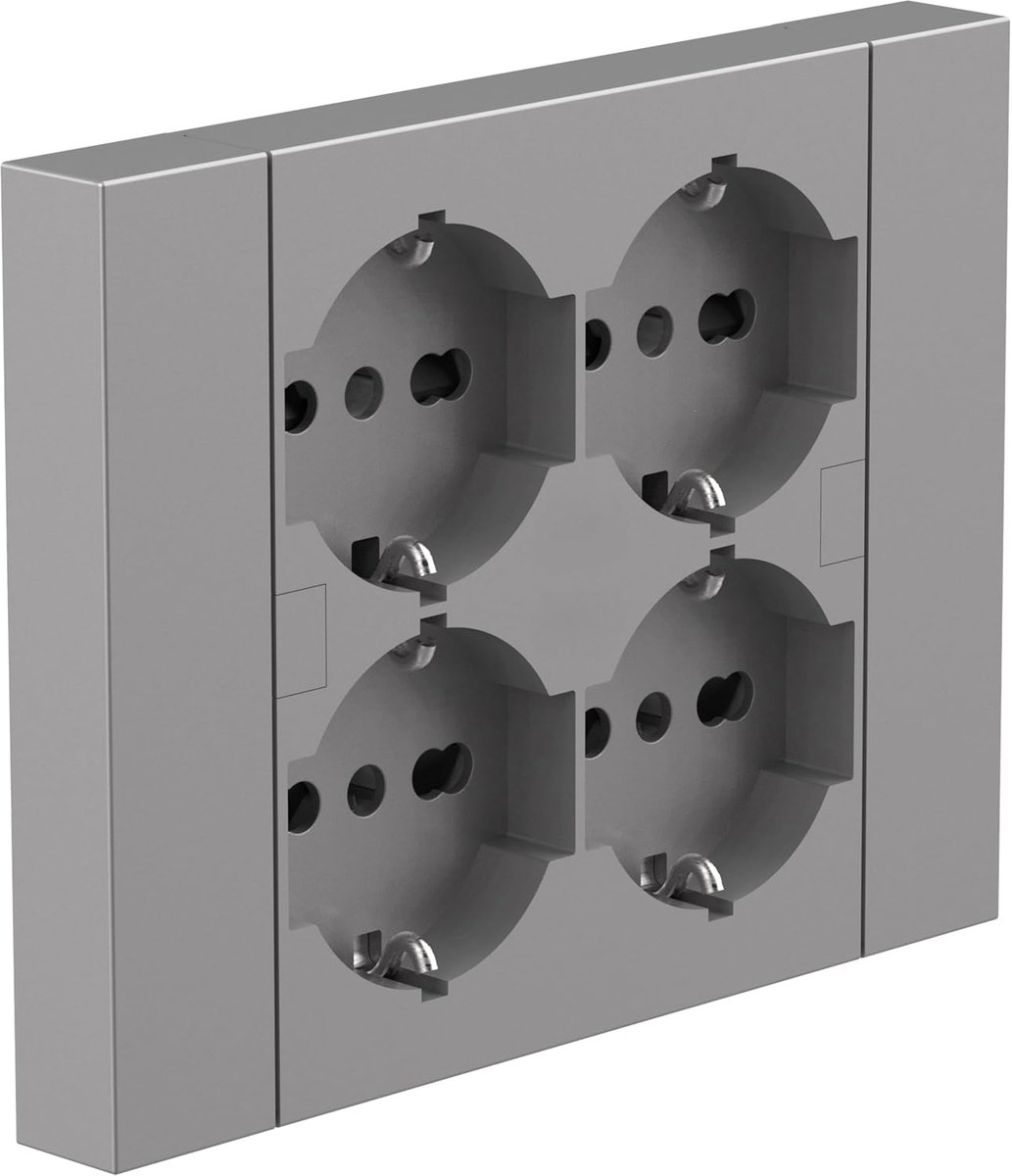 22135 inbouwstopcontact Quadra 4 plaatsen universeel P40, compatibel met alle 3-voudige inbouwdozen (metselwerk of gipsplaat)